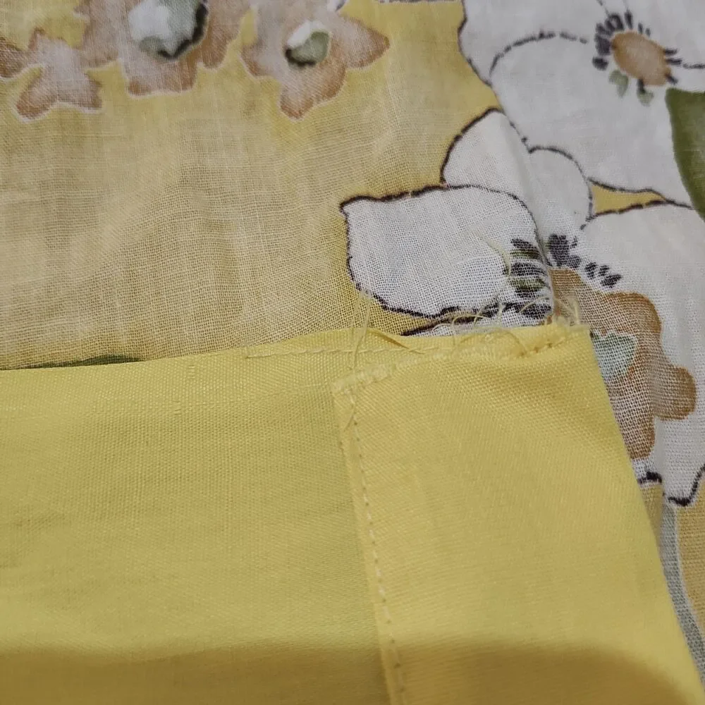 Vintage Bedspread - Double/Full - Floral Yellow Homemade 84